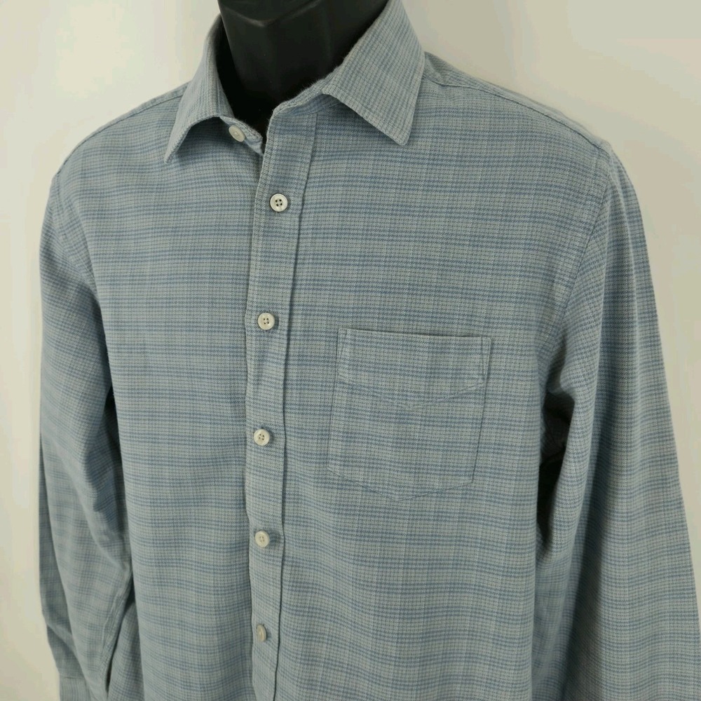 UNTUCKit ENCOSTA FLANNEL Men's Size Medium Blue Luxury Cotton Travel